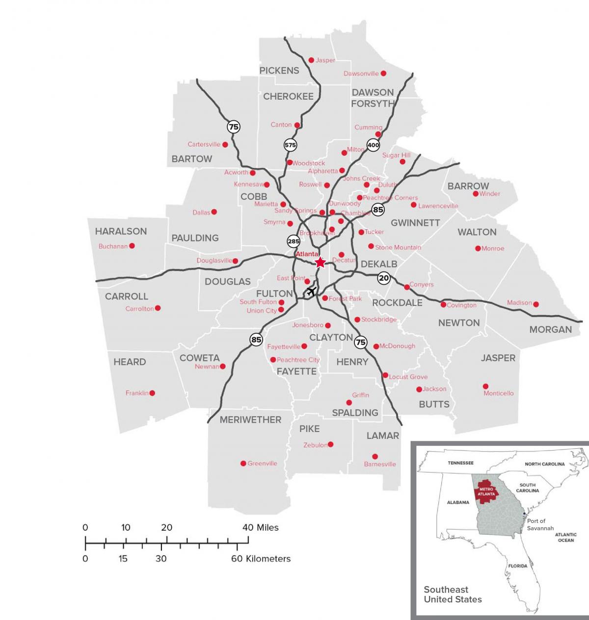 Mapa da cidade de Atlanta