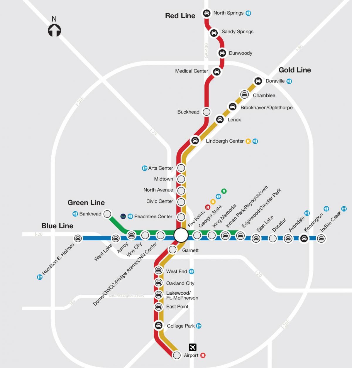 Mapa da estação de metrô de Atlanta
