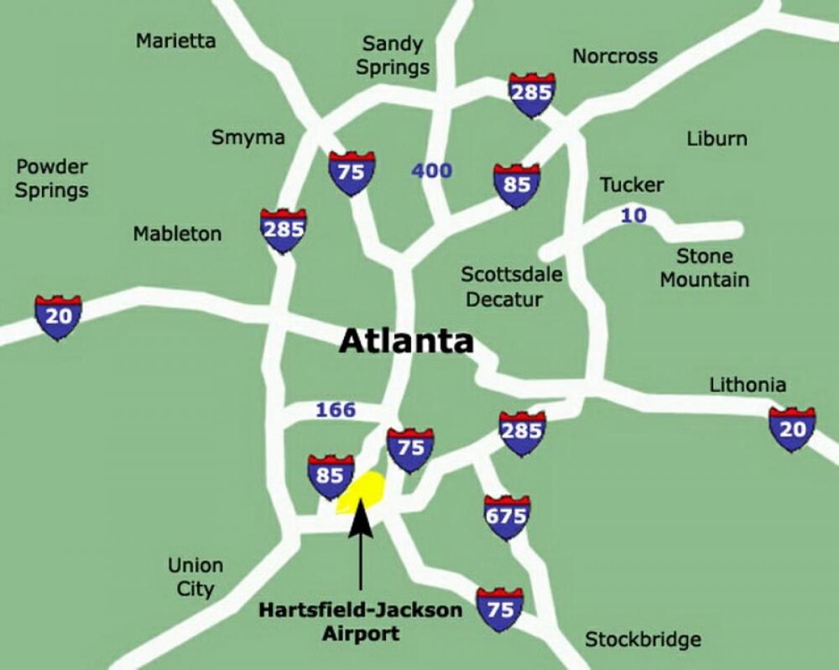 Mapa dos aeroportos de Atlanta
